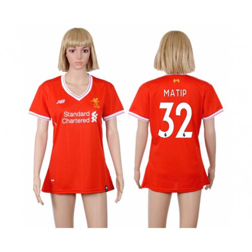 Women's Liverpool #32 Matip Red Home Soccer Club Jersey